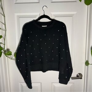 Black American eagle Embellished Crewneck Sweater